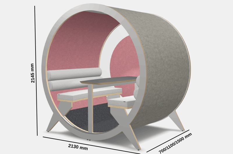 Brixton Beautifully Designed Acoustic Meeting Pod For 2, 4 And 6 Persons With Optional Acoustic Backwall Size Img
