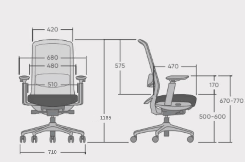 Soren Breathable Mesh Back Task Chair Dimensions Img