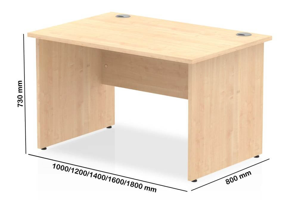 Etta 9 Straight Desk With Panel Leg Dimmssion Image