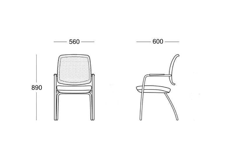 Fred – Visitor Chair Dimensions Img1