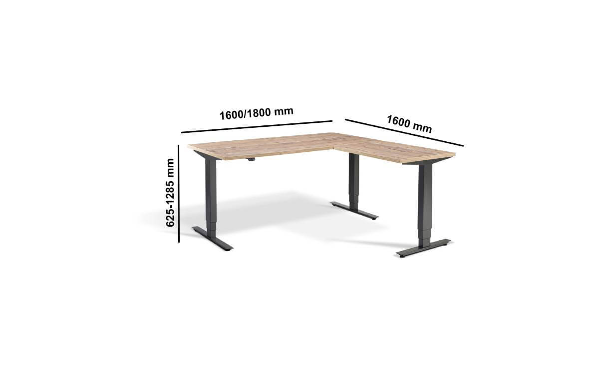 Avana 1 Height Adjustable Desk With Return Dimensions Img