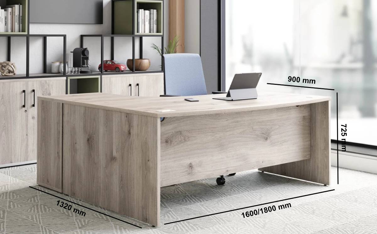 Odellia Slab Leg Executive Desk With Return Modesty And Optional Pedestal Dimensions Img01