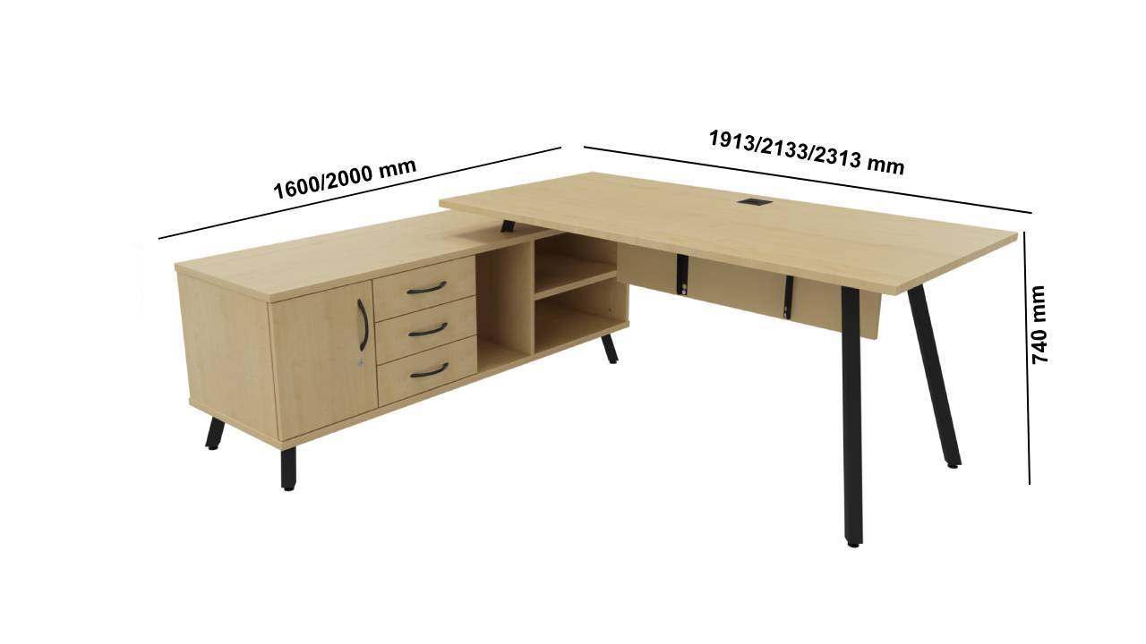 Brando – Executive Desk With A Leg And Credenza Unit Dim
