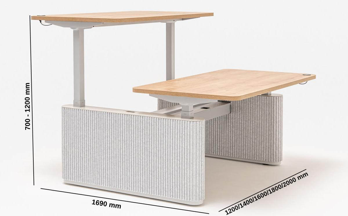 Giada 2 Height Adjustable Back To Back Desk With Designer Panel Leg Size Img