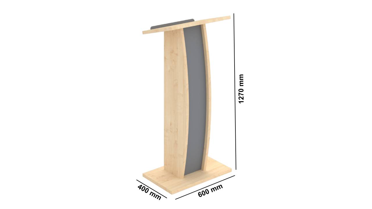 Loki – Presentations Table With Notes And Drinks Shelf Size