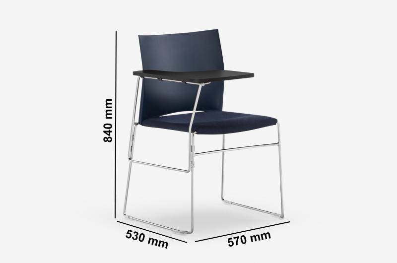 Wind 1 – Skid Base Chair With Optional Writing Table Sketch