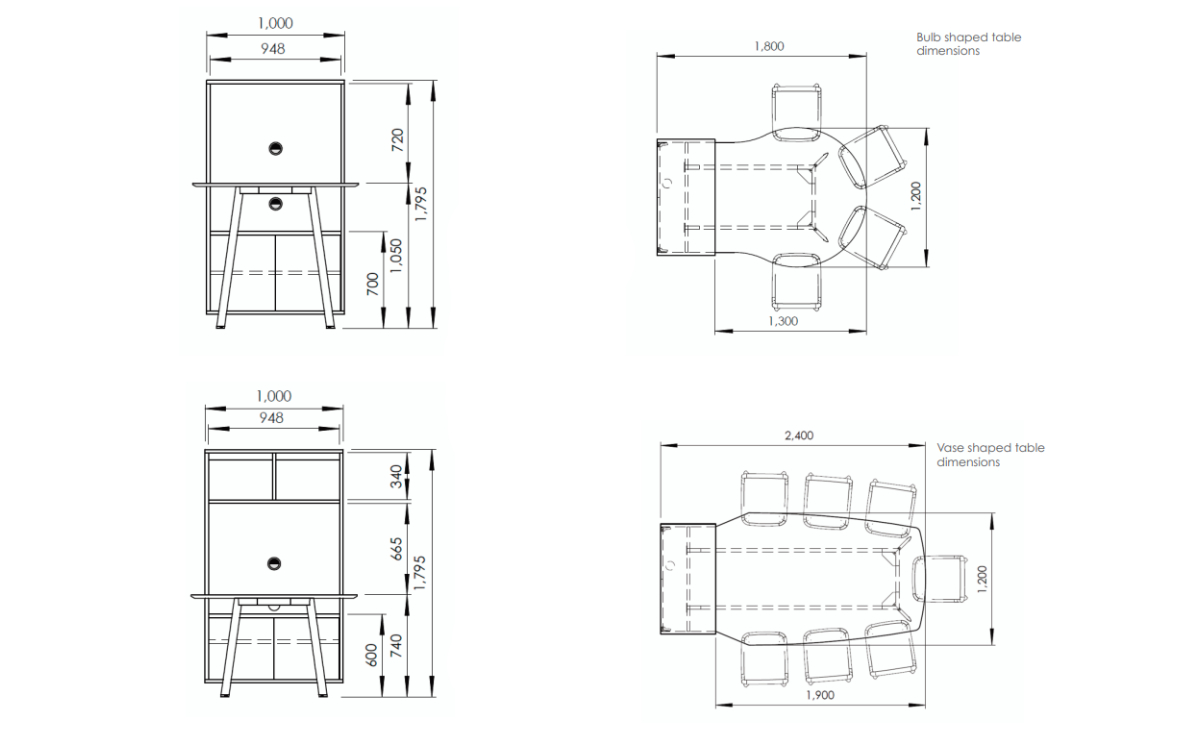 Fella 2 Meeting Table With Multimedia Wall Dimensions Images