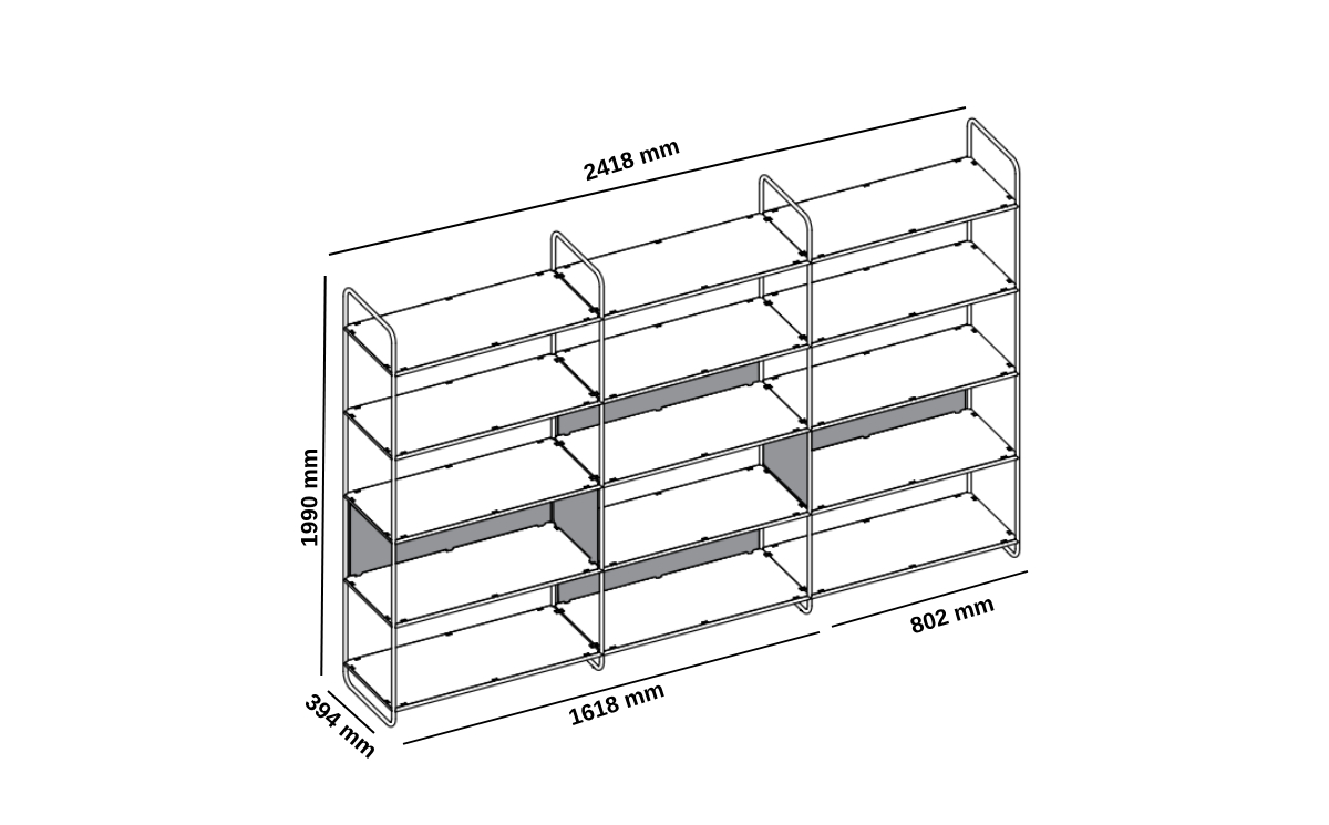 Roberta – Moduler Bookcase Size Img